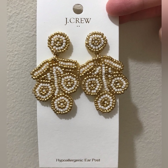 NWT J. Crew Beaded Statement Earrings, Drop Beach Boho Bridal J.Crew Factory OS - Picture 4 of 15